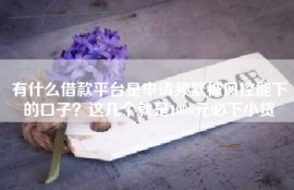 有什么借款平台是申请频繁被风控能下的口子？这几个就是1000元必下小贷