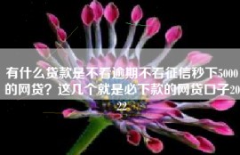 有什么贷款是不看逾期不看征信秒下5000的网贷？这几个就是必下款的网贷口子2022