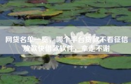 网贷名单一览，哪个平台贷款不看征信放款快借款软件，拿走不谢
