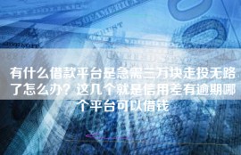 有什么借款平台是急需三万块走投无路了怎么办？这几个就是信用差有逾期哪个平台可以借钱