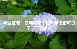 精选整理！急用钱哪个贷款靠谱借款口子，不容错过