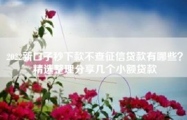 2022新口子秒下款不查征信贷款有哪些？精选整理分享几个小额贷款