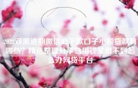 2022双黑逾期微信必下款口子小额贷款有哪些？精选整理分享急用钱又借不到怎么办网贷平台
