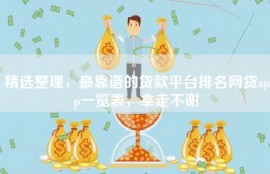 精选整理，最靠谱的贷款平台排名网贷app一览表，拿走不谢
