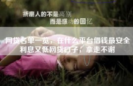 网贷名单一览，在什么平台借钱最安全利息又低网贷口子，拿走不谢