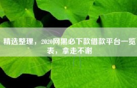 精选整理，2020网黑必下款借款平台一览表，拿走不谢