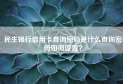 民生银行信用卡查询密码是什么查询密码如何设置？