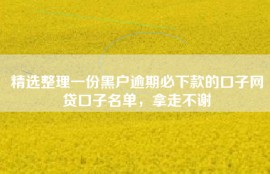 精选整理一份黑户逾期必下款的口子网贷口子名单，拿走不谢