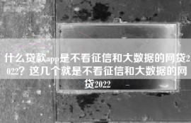 什么贷款app是不看征信和大数据的网贷2022？这几个就是不看征信和大数据的网贷2022
