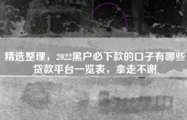 精选整理，2022黑户必下款的口子有哪些贷款平台一览表，拿走不谢