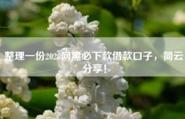 整理一份2020网黑必下款借款口子，简云分享！