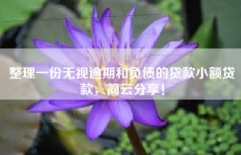 整理一份无视逾期和负债的贷款小额贷款，简云分享！