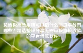 负债极高急用钱可以借什么网贷平台有哪些？精选整理分享无需审核直接放款的平台借款软件