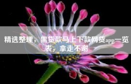 精选整理，黑贷款马上下款网贷app一览表，拿走不谢