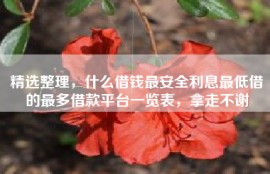 精选整理，什么借钱最安全利息最低借的最多借款平台一览表，拿走不谢