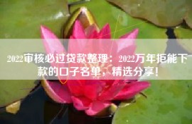 2022审核必过贷款整理：2022万年拒能下款的口子名单，精选分享！