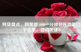 网贷盘点，网黑借3000一分钟到账借款口子名单，值得关注！