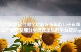 2022贷款软件哪个比较好贷借款口子有哪些？精选整理分享借钱免息的平台贷款app