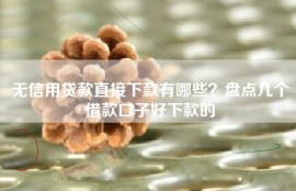无信用贷款直接下款有哪些？盘点几个借款口子好下款的
