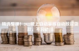 精选整理！2022晚上自动审核自动放款贷款，不容错过