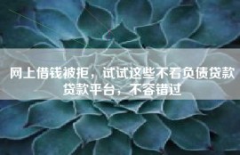 网上借钱被拒，试试这些不看负债贷款贷款平台，不容错过
