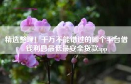 精选整理！千万不能错过的哪个平台借钱利息最低最安全贷款app