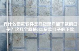 有什么借款软件是网贷黑户能下款的口子？这几个就是2022贷款口子必下款