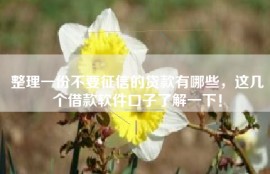 整理一份不要征信的贷款有哪些，这几个借款软件口子了解一下！