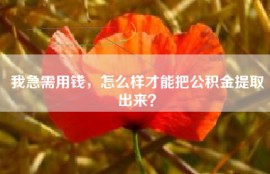 我急需用钱，怎么样才能把公积金提取出来？