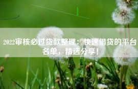 2022审核必过贷款整理：快速借贷的平台名单，精选分享！