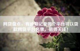 网贷盘点，有逾期记录哪个平台可以贷款网贷平台名单，值得关注！