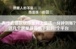 有什么借款软件是网上借钱一分钟到账？这几个就是最容易下款的7个平台