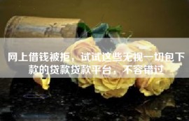 网上借钱被拒，试试这些无视一切包下款的贷款贷款平台，不容错过