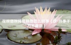 花呗借呗降低额度怎么回事（这5件事千万不要做）