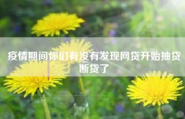疫情期间你们有没有发现网贷开始抽贷断贷了