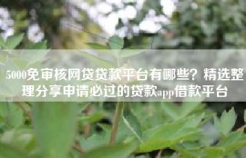 5000免审核网贷贷款平台有哪些？精选整理分享申请必过的贷款app借款平台