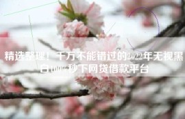 精选整理！千万不能错过的2022年无视黑白100%秒下网贷借款平台