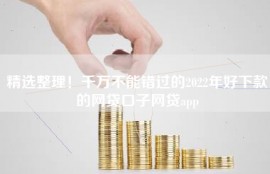 精选整理！千万不能错过的2022年好下款的网贷口子网贷app