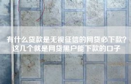 有什么贷款是无视征信的网贷必下款？这几个就是网贷黑户能下款的口子