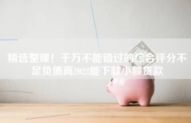 精选整理！千万不能错过的综合评分不足负债高2022能下款小额贷款