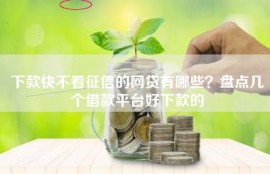 下款快不看征信的网贷有哪些？盘点几个借款平台好下款的