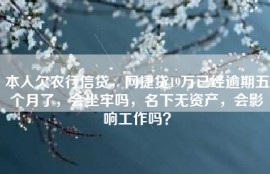 本人欠农行信贷，网捷贷19万已经逾期五个月了，会坐牢吗，名下无资产，会影响工作吗？