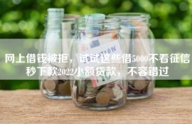 网上借钱被拒，试试这些借5000不看征信秒下款2022小额贷款，不容错过
