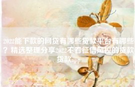 2022能下款的网贷有哪些贷款平台有哪些？精选整理分享2022不看征信风控的贷款贷款app