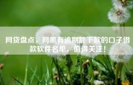 网贷盘点，网黑有逾期能下款的口子借款软件名单，值得关注！