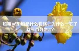 股票10转4股是什么套路，为什么一下子就亏百分之24？