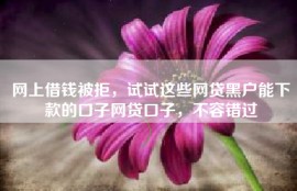 网上借钱被拒，试试这些网贷黑户能下款的口子网贷口子，不容错过