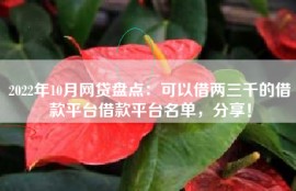 2022年10月网贷盘点：可以借两三千的借款平台借款平台名单，分享！