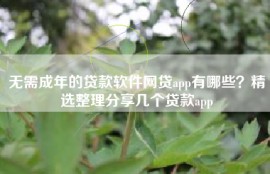 无需成年的贷款软件网贷app有哪些？精选整理分享几个贷款app