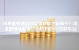 哪里能快速借到钱借款软件有哪些？精选整理分享新口子必下款2022贷款平台